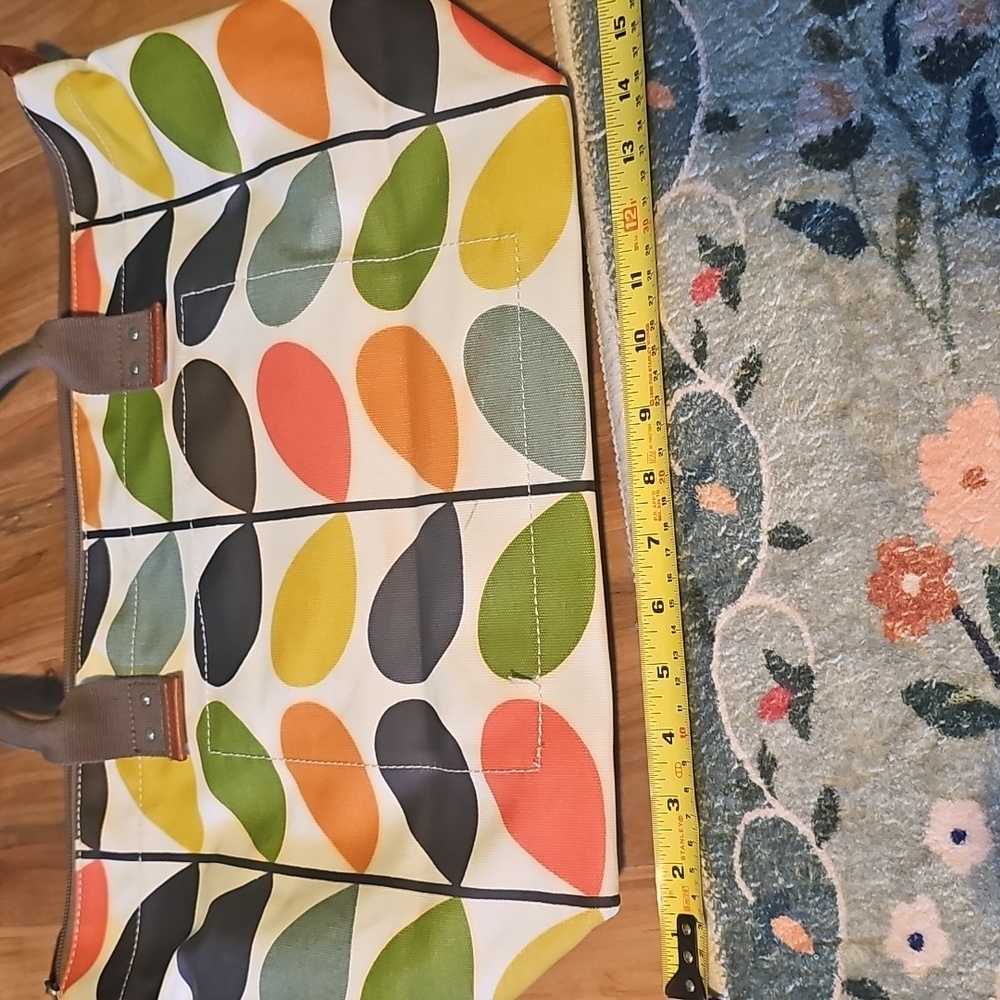Orla Kiely Multicolor Stem Print Tote - White, Green, Yellow, Orange, Red, Black - Picture 2 of 6
